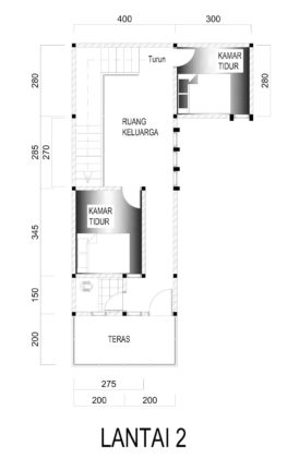 contoh gambar denah rumah 2 lantai ukuran 7 x 10 meter