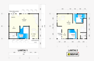 denah rumah 2 lantai