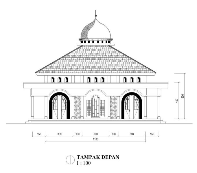 Referensi Gambar Masjid  Ukuran 11m x 11m Teras Depan 3m 