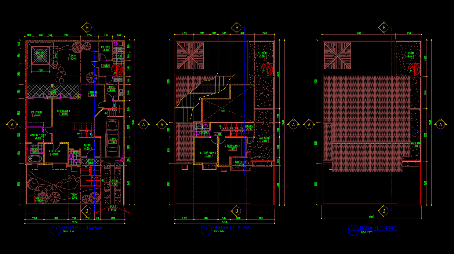 Download Gambar Rumah Tinggal 12x20m Format DWG File AutoCAD