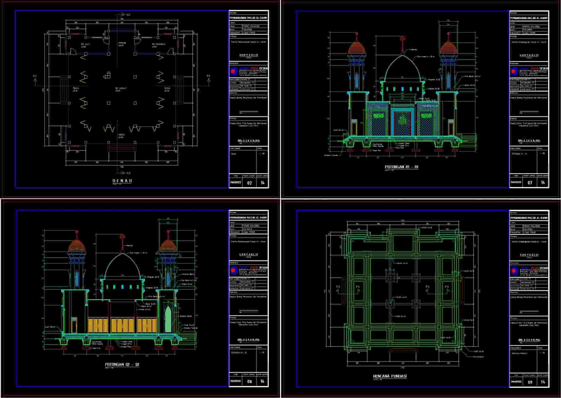 Download Gambar Masjid Al Karim Format AutoCAD dan PDF 