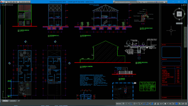  Denah  Rumah  2 Lantai Type 61 Format  DWG  AutoCAD Asdar Id