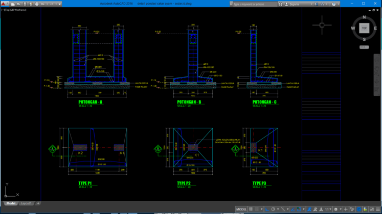 Download Detail Pondasi Tapak Dwg Autocad Asdar Id Images