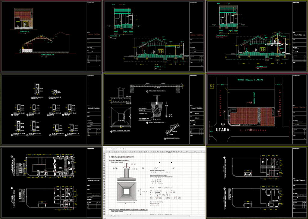 Lengkap Gambar Struktur And Arsitektur Rumah 2 Lantai Format Dwg Beserta Perhitungan And Laporan 9445