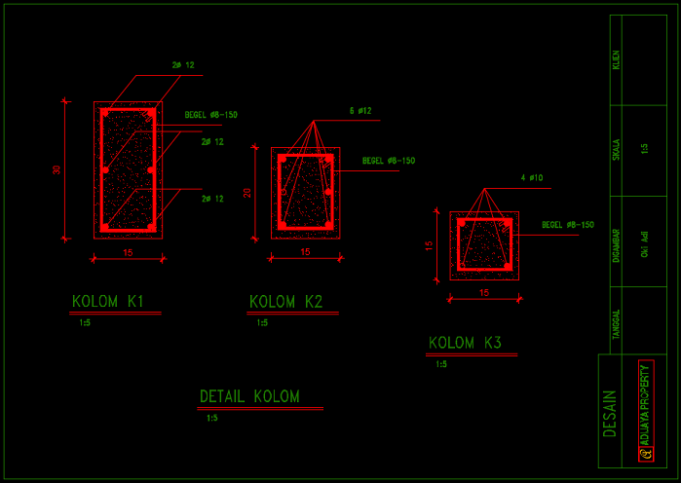 Download Detail Kolom Format DWG AutoCAD - Asdar Id