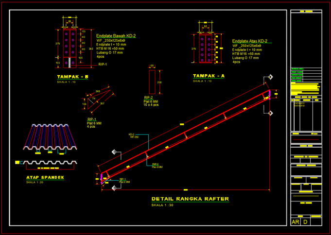 Download Detail Rangka Spandek Rafter Baja Ringan Dwg Autocad Asdar Id