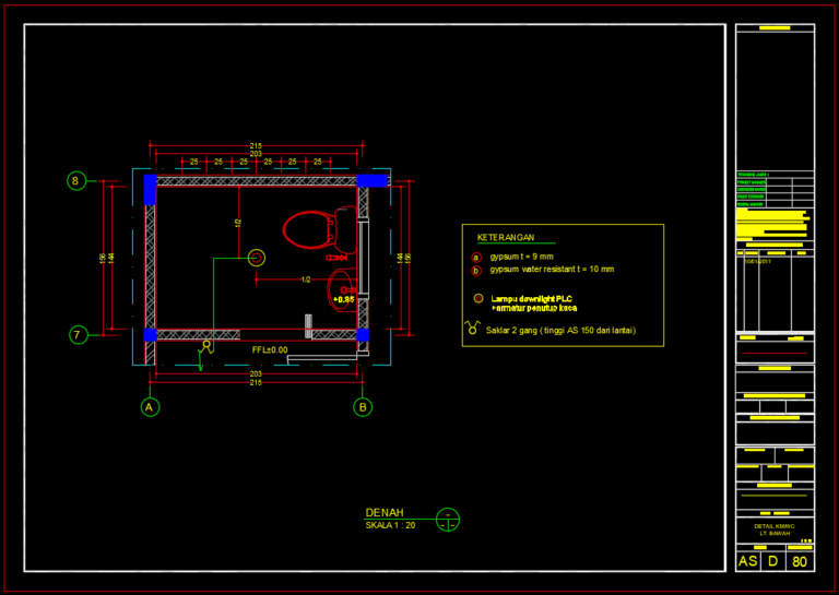  Download  Rencana Denah  Instalasi  Listrik  Kamar Mandi WC 