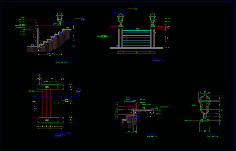 Download Gambar Detail Tangga Teras Format DWG AutoCAD - Asdar Id