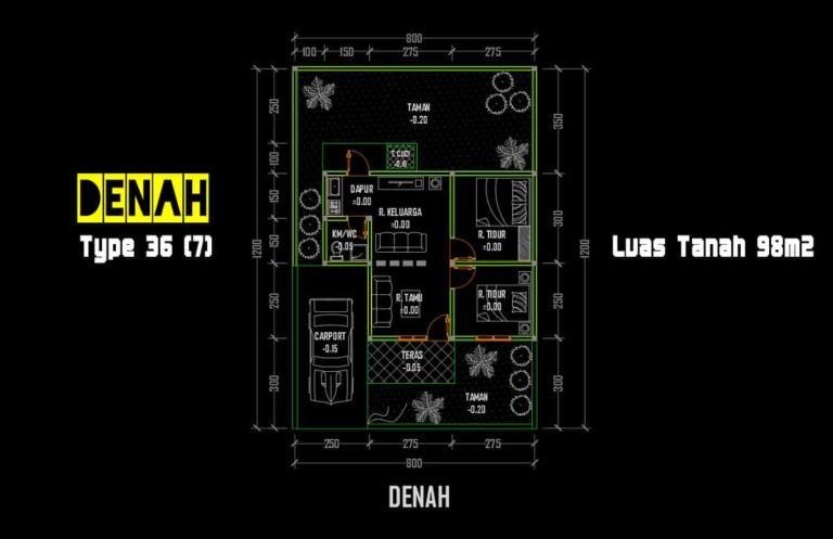 Download Denah Rumah Type 36 98 DWG AutoCAD Asdar Id