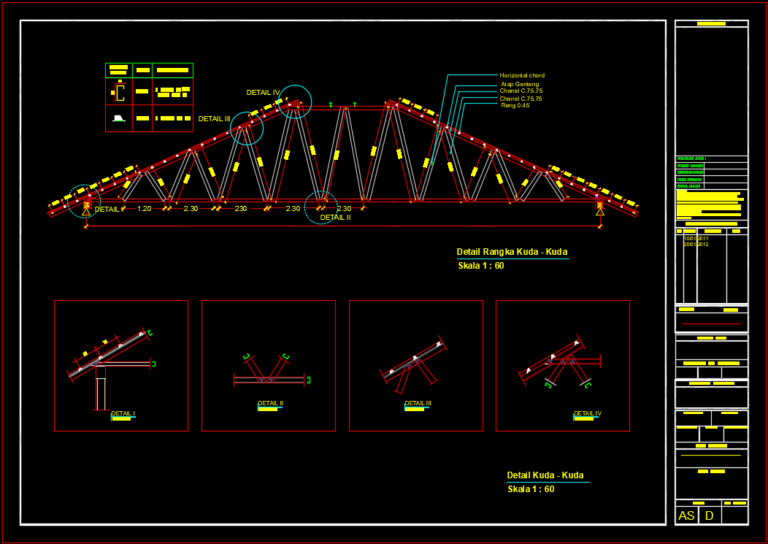 Download Detail Kuda Kuda Atap Baja  Ringan  DWG AutoCAD  