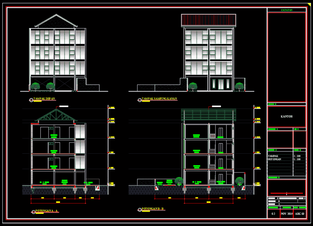 Download Desain Kantor Minimalis 4 Lantai Format DWG AutoCAD - Asdar Id