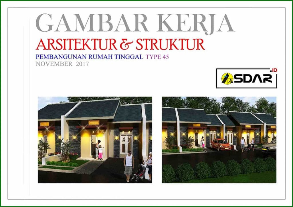   Lengkap  Download  Gambar  Kerja  Rumah  Tinggal Type 45 DWG  