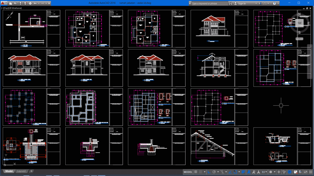  Download  Desain  Rumah  Jabatan 2 Lantai Format  DWG  AutoCAD 