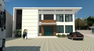 gambar 3d kantor modern 2 lantai