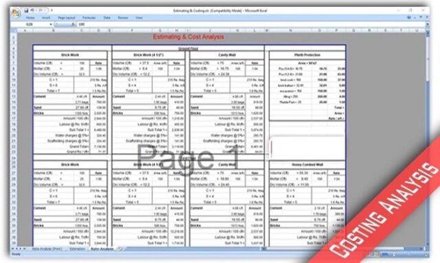 analisis dan biaya untuk konstruksi