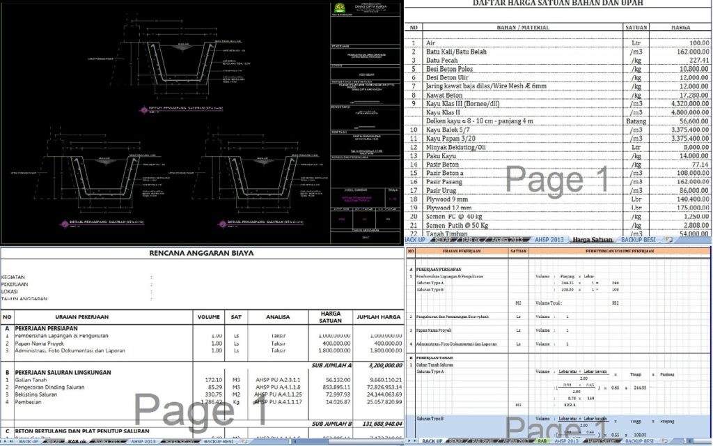 √[plus Rab] Download Gambar Saluran Drainase Memakai Beton Besi Dwg