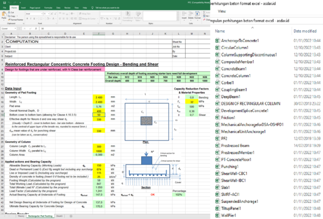 kumpulan perhitungan beton format excel