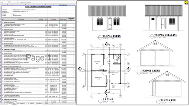 gambar dan rab rumah type 36